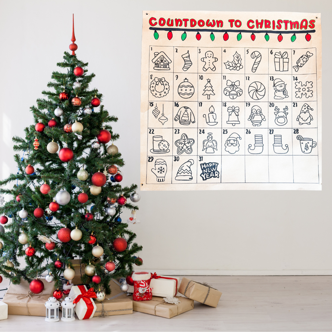 Countdown to Christmas Coloring Banner | 3ft x 3ft