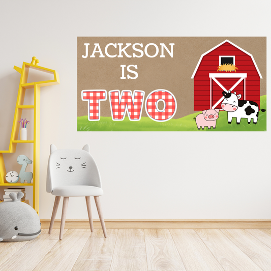 Farm Animals Birthday Banner | 3ft x 5ft Hand Painted Banner