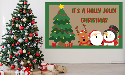 Hand-Painted Christmas Banner | "Holly Jolly"