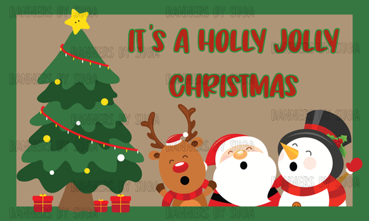 Hand-Painted Christmas Banner | "Holly Jolly"