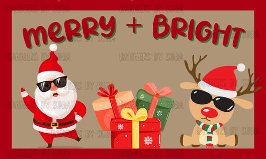 Hand-Painted Christmas Banner | "Merry + Bright"