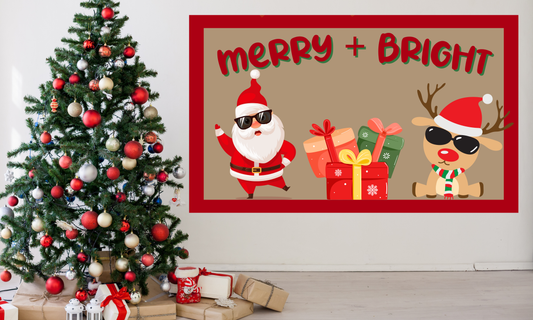 Hand-Painted Christmas Banner | "Merry + Bright"
